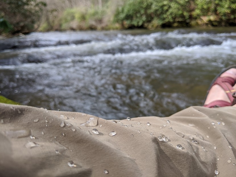 marmot kodachrome - a pfc-free dwr treatment helps water bead up and roll off initially...