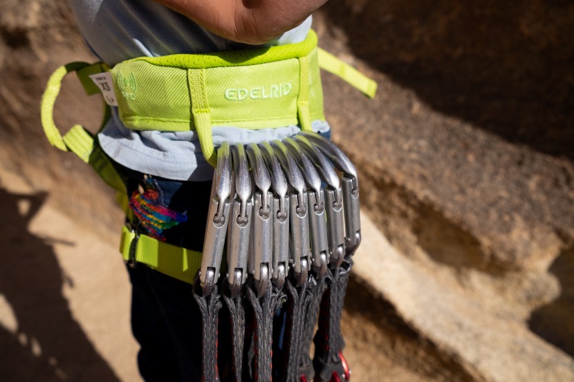 climbing harness kids - the finn iii all racked up.