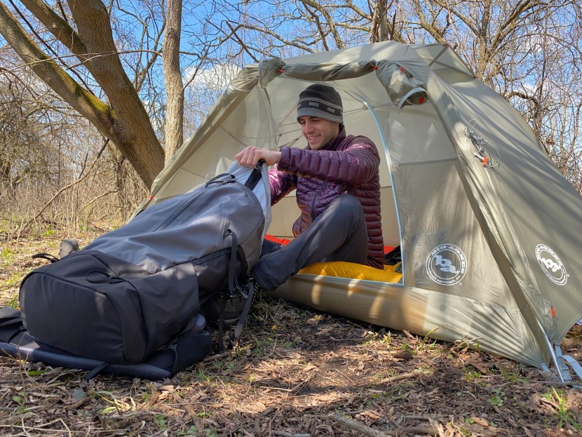 backpacking tent - side doors are best not only because you can get in and out easier...