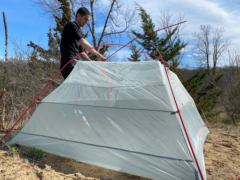 big agnes copper spur hv ul3 - the bungee-connected poles are easy to manage and one person can set...