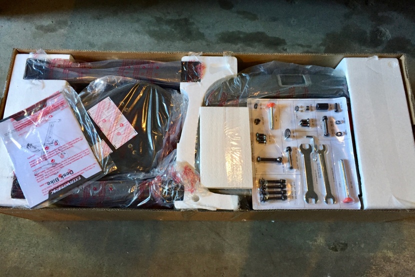 exerpeutic exerwork 2000i folding exercise desk bike - plenty of assembly required. it's not too hard, but it does take at...