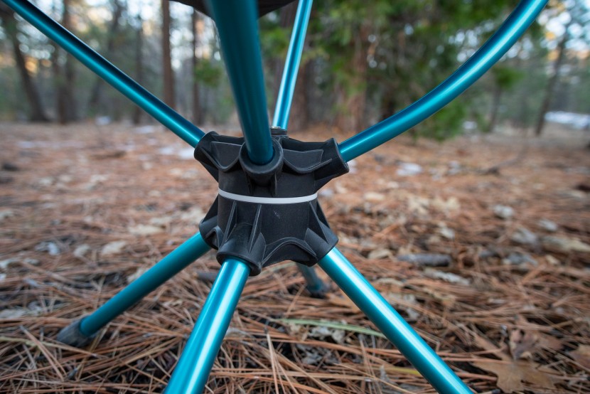helinox swivel camp chair - the hub is enormous but results in a very stable, supportive base.