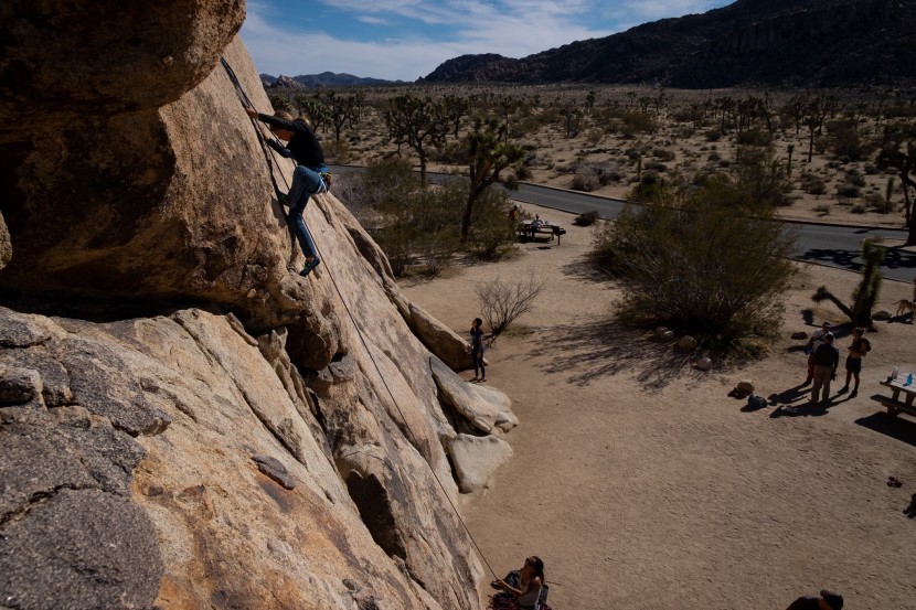 mad rock solar - our oldest kid tester going for the thin crux.