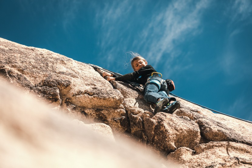mad rock solar - big sister contemplating working up into the upper crack.