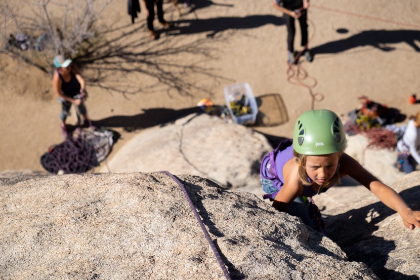 petzl macchu - our kid tester topping out another jtree groove.