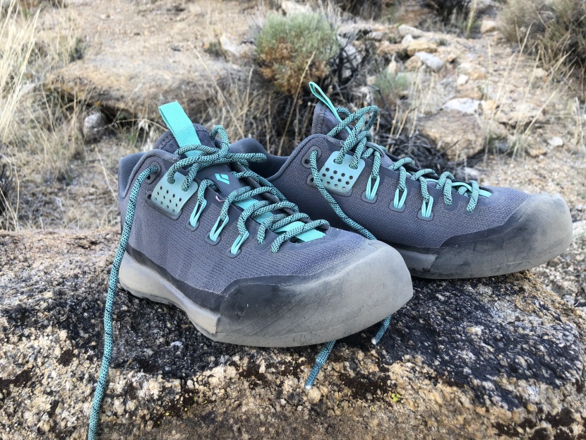 black diamond technician approach for women - the technician at home in the rocks around bishop, california.