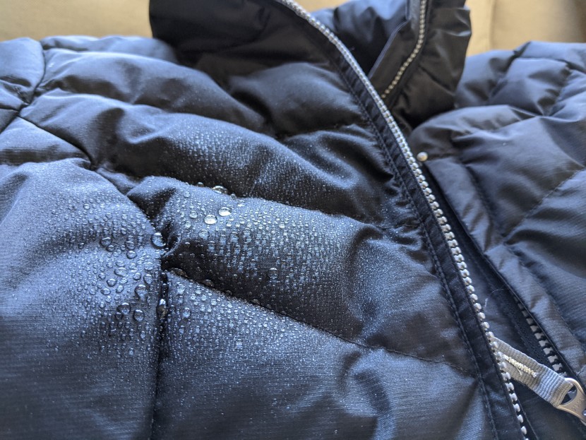 eddie bauer sun valley down parka - the dwr beads water well, but this jacket let more water in than...