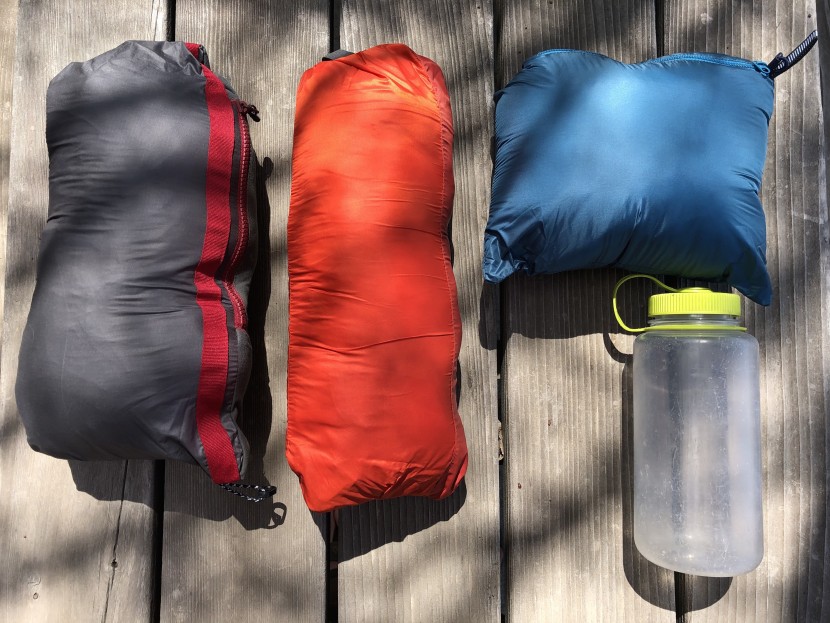 outdoor research refuge hoody - the refuge is on the left, stuffed into its own left hand pocket...