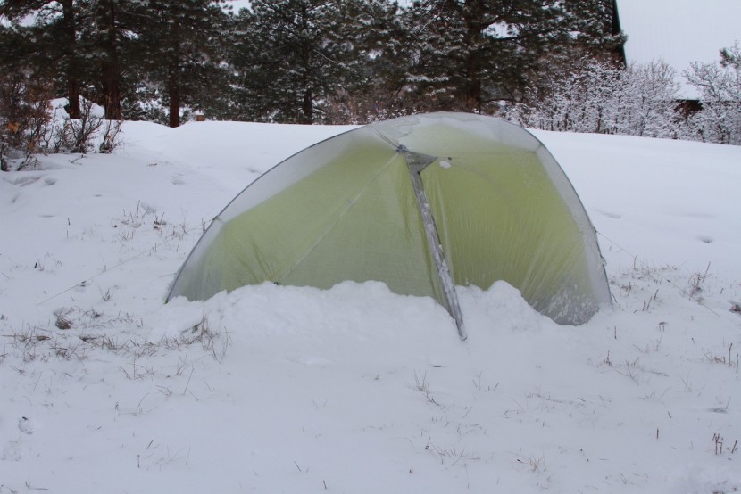 big agnes tiger wall 2 carbon - here we see the tiger wall easily shedding snow after a little snow...
