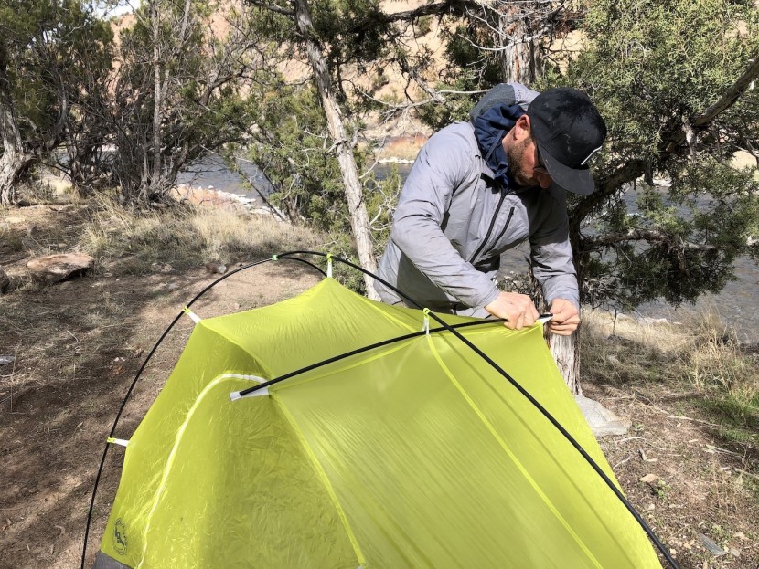 big agnes tiger wall 2 carbon - the cross-bar takes time to get into position. be careful to do this...
