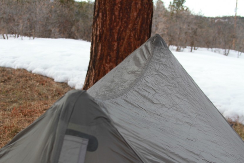 gossamer gear the two - the pole heads insert into the corners of this a-frame style tent...