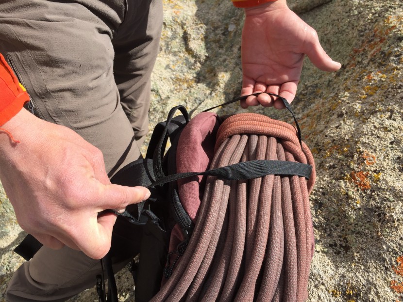 mountain hardwear multi-pitch 20 - the top strap threads through the rear haul point and re-attaches to...