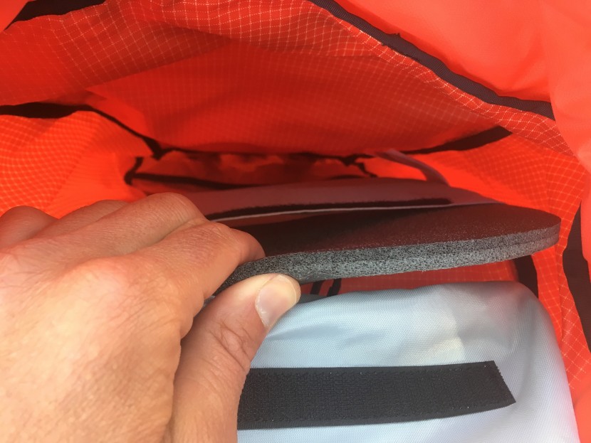arc'teryx alpha ar 20 - we like the dual-density foam in the back panel. it's removable.