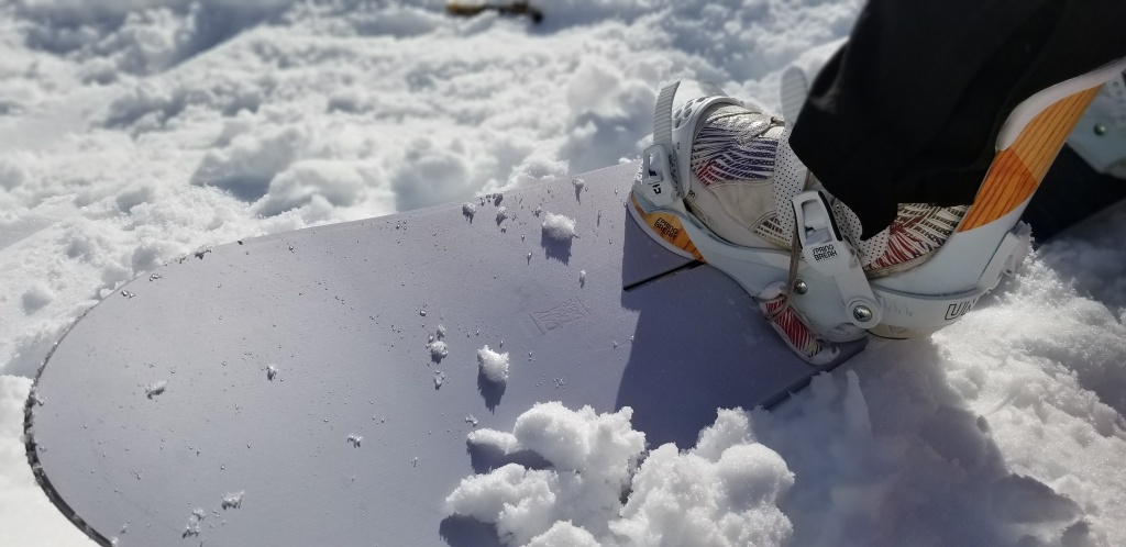 burton day trader - the longer nose and setback stance help float this board through...