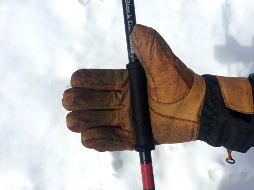 backcountry ski poles - secondary grips provide friction when choking up on the pole during...