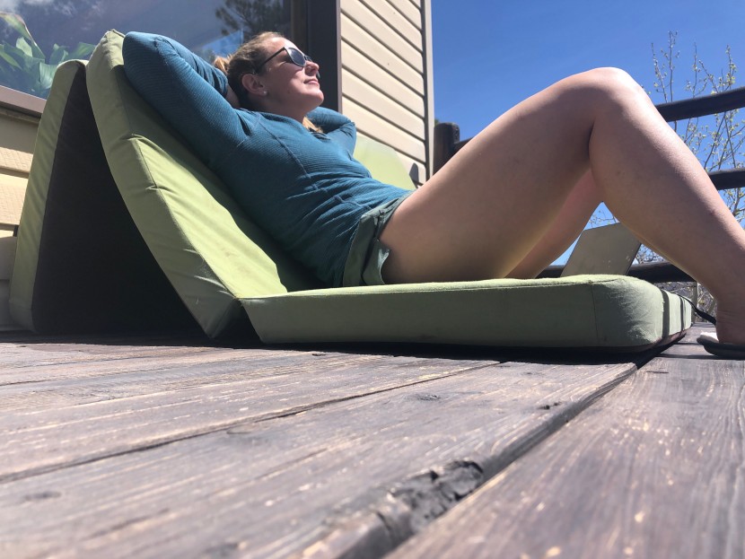 mountain hardwear type 2 fun 3/4 zip hoody for women - we soak up the sun while taking a break from writing this review...