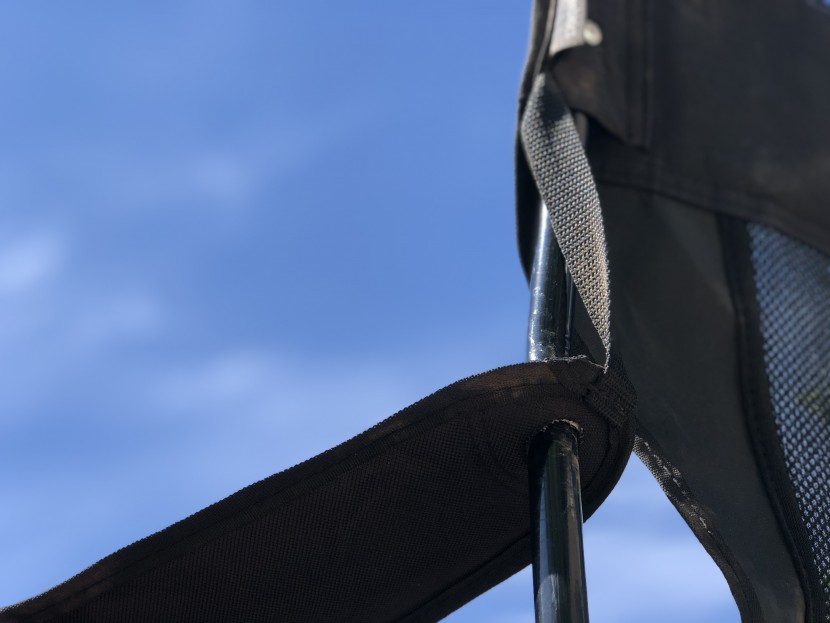 amazon basics portable camping chair - the armrests aren't adjustable, but we don't mind too much.