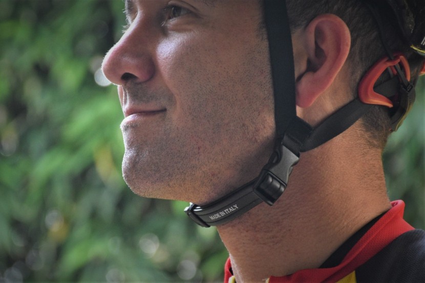 road bike helmet - the chinstrap, like this leather version on the kask infinity...