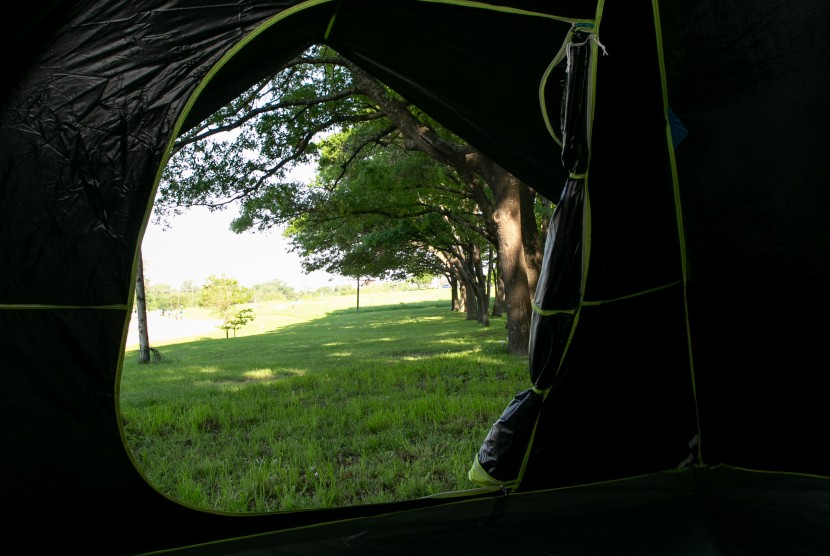coleman dark room sundome 6 - looking out the door from the cave-like darkness of the coleman...