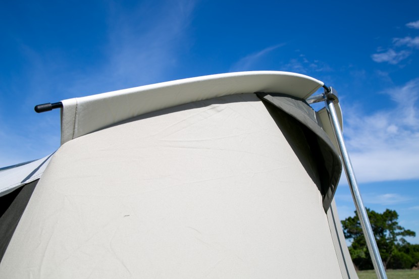 kodiak canvas 6-person flex-bow - the flexed bow high atop the kodiak canvas flex-bow 6p.