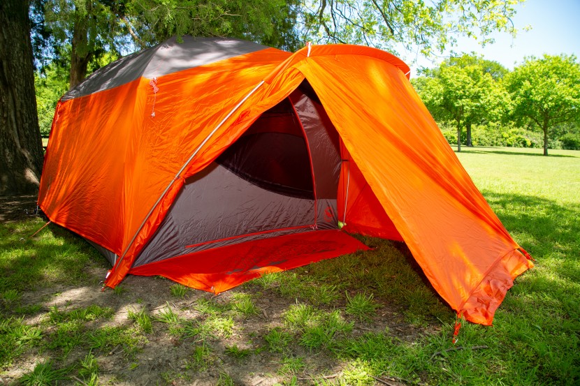 big agnes bunk house 4 - a large vestibule and sewn on welcome mat greet you at the front...