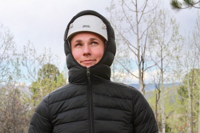 amazon essentials lightweight water-resistant for women - the full hood is insulated, quite warm, and also helmet-compatible.