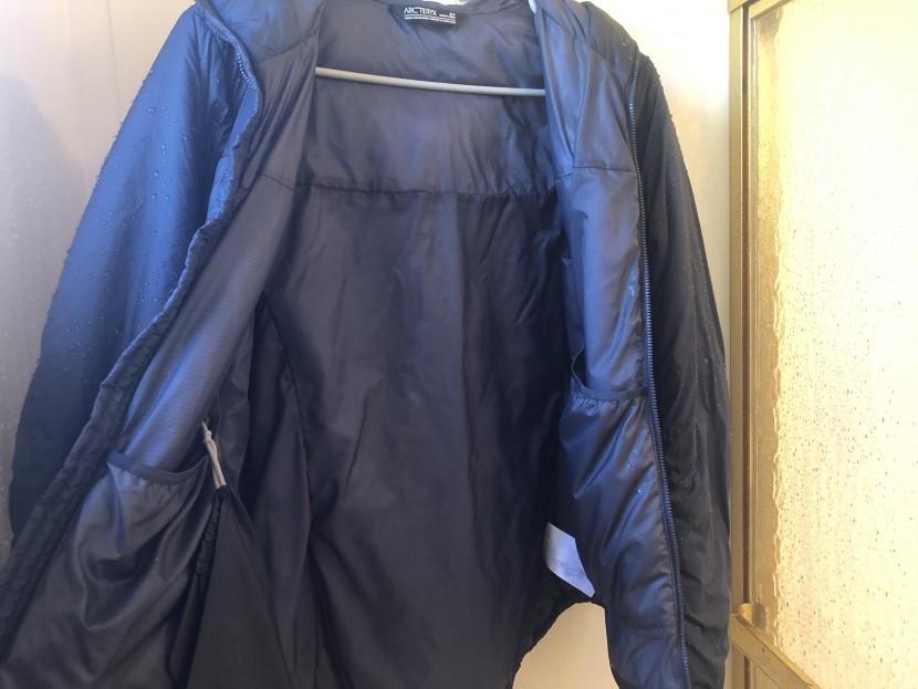 arc'teryx nuclei fl for women - a look inside the jacket. while it might be difficult to see, it's...