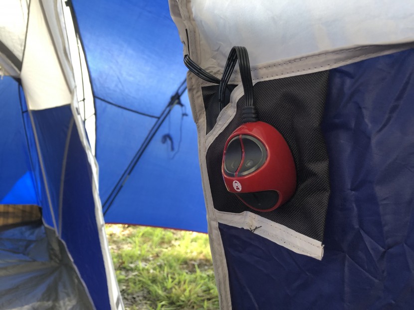 coleman elite montana 8-person - front door and light switch inside the coleman elite montana.