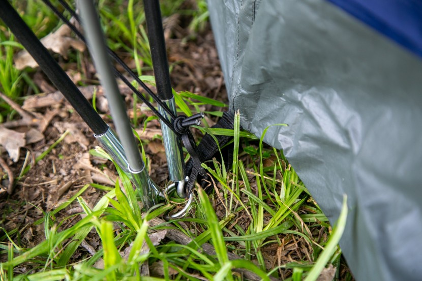 coleman elite montana 8-person - a lot of tension and stuff (poles, bungees, etc.) goes into the "pin...