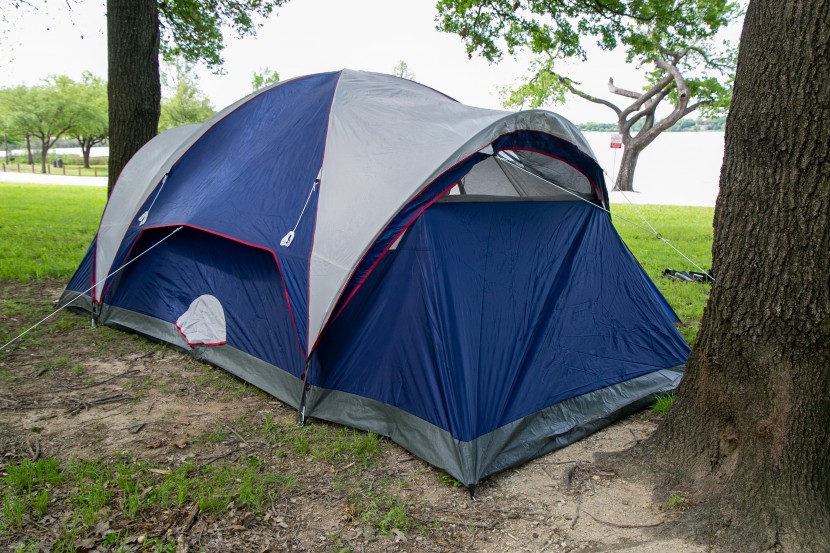 coleman elite montana 8-person - rearview of the elite with rainfly on.