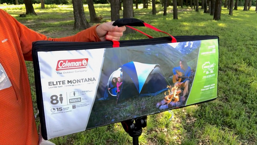 coleman elite montana 8-person - this carry case may not be pretty, but it does the job.