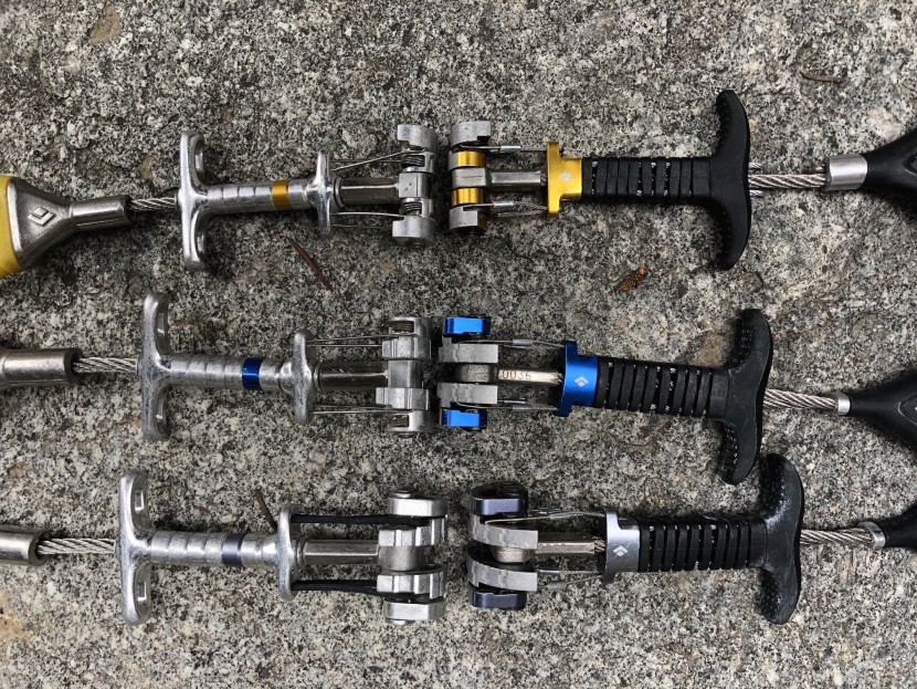 black diamond camalot z4 - the z4s on the right compared to the x4s, which they replace, and...