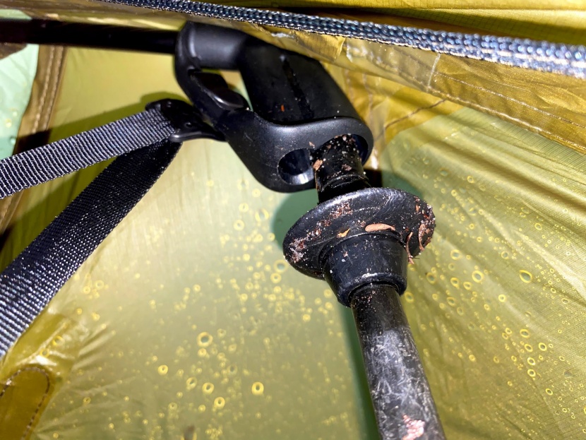 backpacking tent - an example of pole hubs in a single wall tent that can adapt to...
