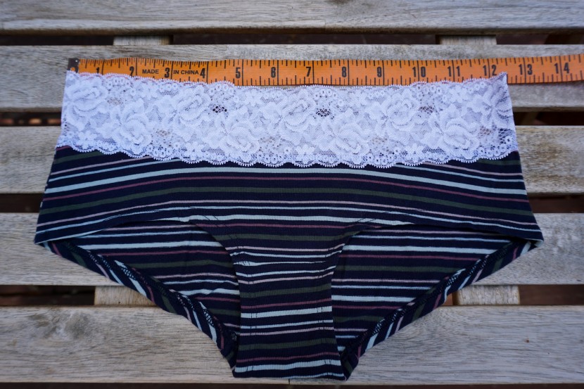 each product was measured before and after the stretch test.