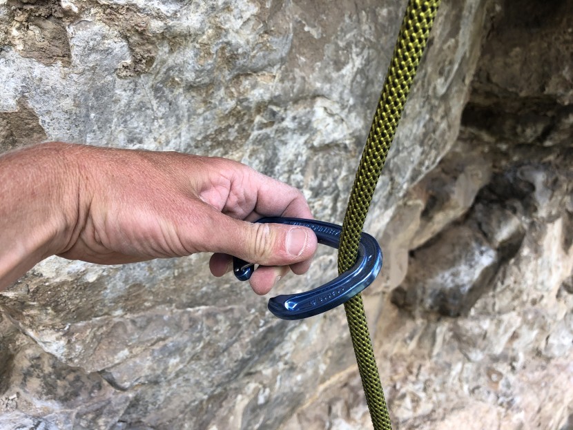 wild country helium 3 carabiner - unclipping the rope from this one is a breeze, as there is no notch...