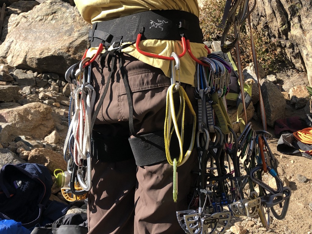 climbing gear - racking up for some single-pitch trad climbs while out cragging. the...