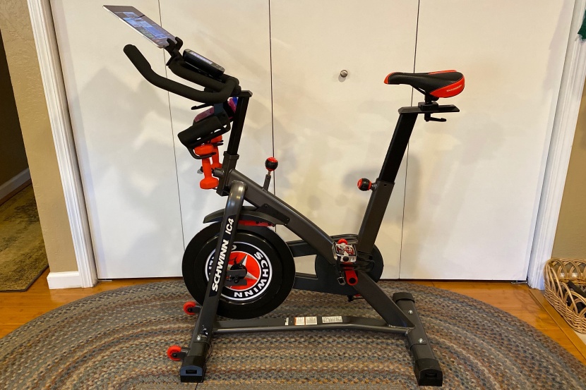 schwinn ic4 - the ic4 takes up the same amount of space as most upright style bikes.