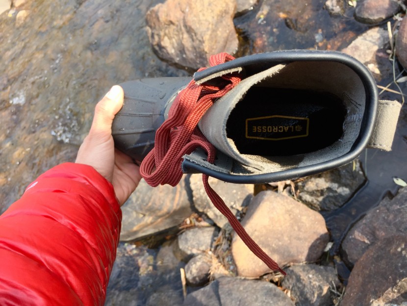 lacrosse aero timber top 8" for women - due to the holes at the base of the tongue, water leaked instantly...