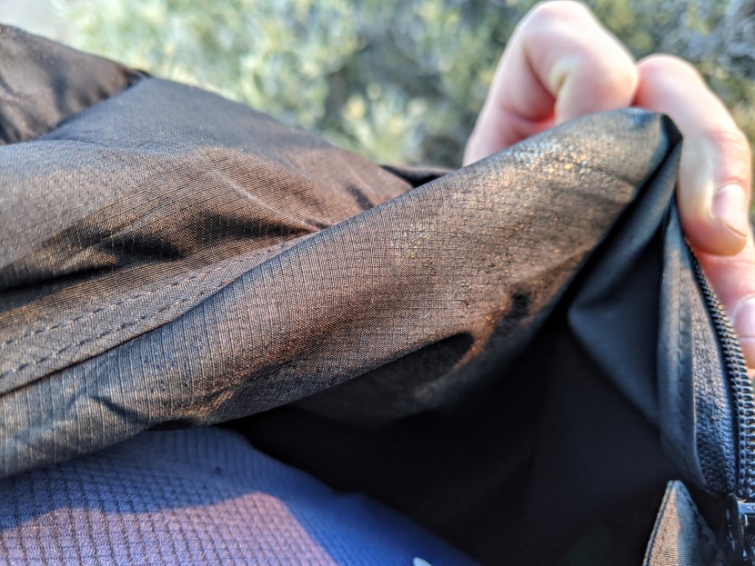 accumulated salt and sweat on the inside of this jacket after a...