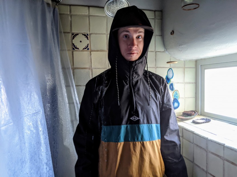 billabong wind swell anorak - this is the "i'm surprised it's working" face of our head tester. we...