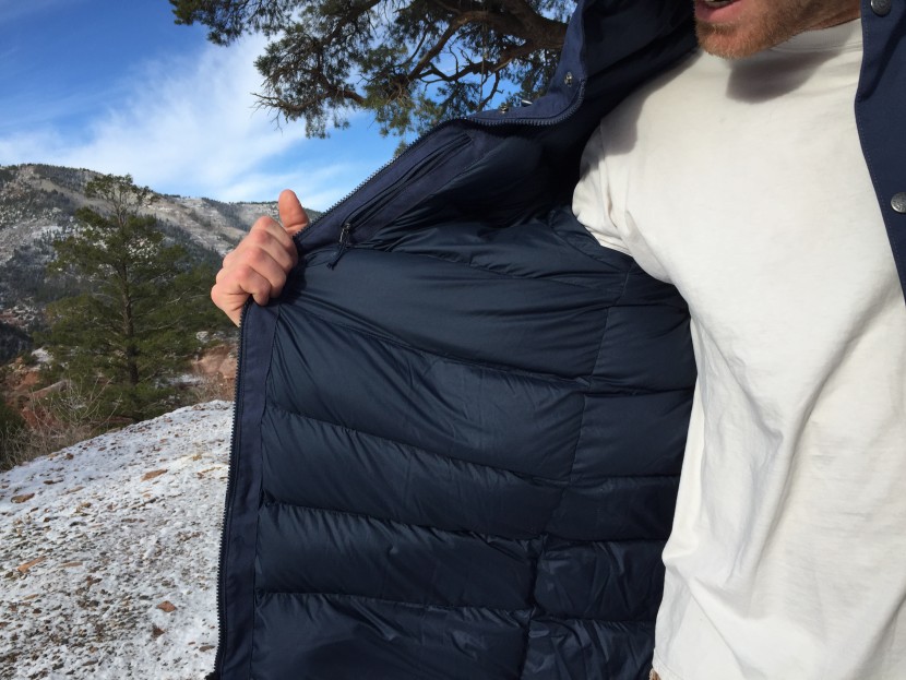 winter jacket men - this jacket uses down insulation, which is stored in compartments...