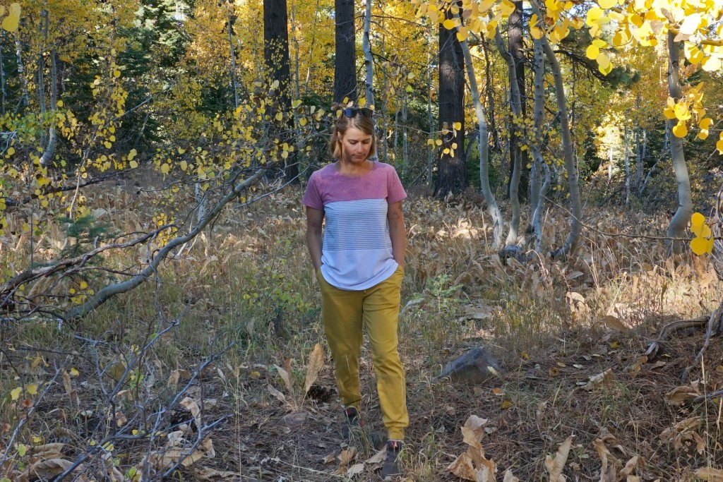 sweatpants womens - the baleaf in mustard perfectly matches this grove of aspens.