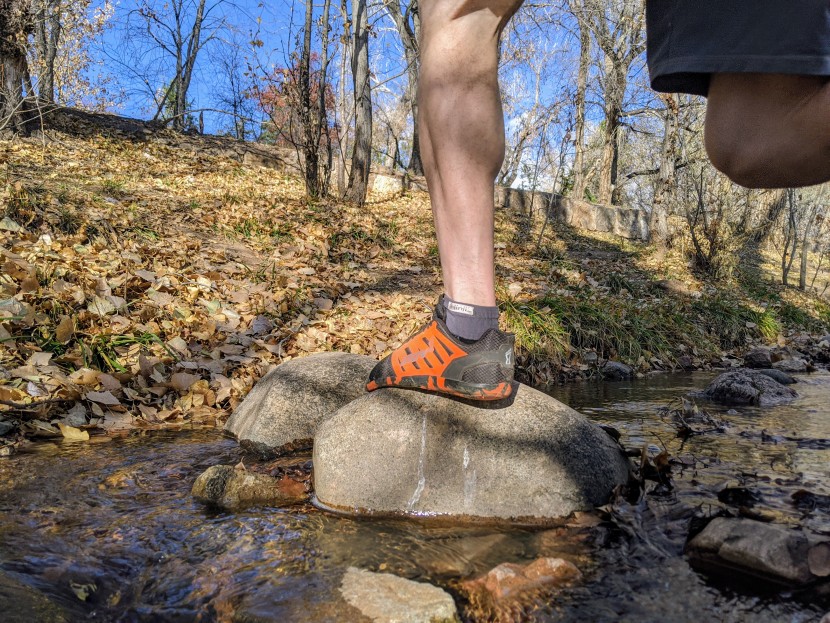 inov-8 bare-xf 210 v2 - the outsoles are unbelievably tacky, but the flex pattern through...