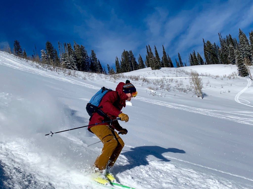 columbia last tracks - powder turns on a bluebird day in the columbia last tracks.