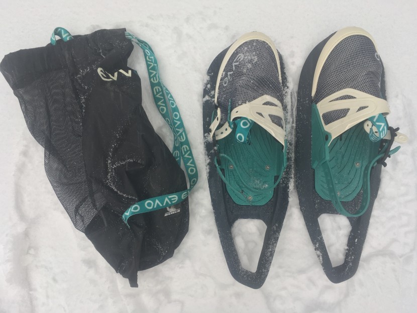 evvo snowshoes - the evvo and their storage bag (included).