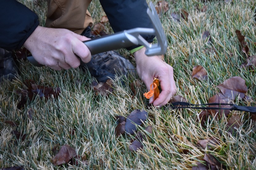 easily hammering in the all one tech into firm ground.