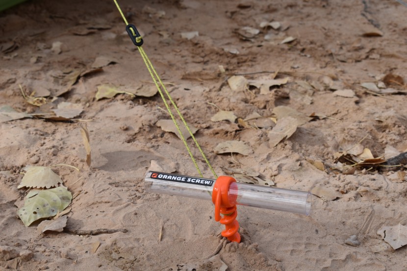 tent stakes - the orange screw offering a strong hold even at a higher...