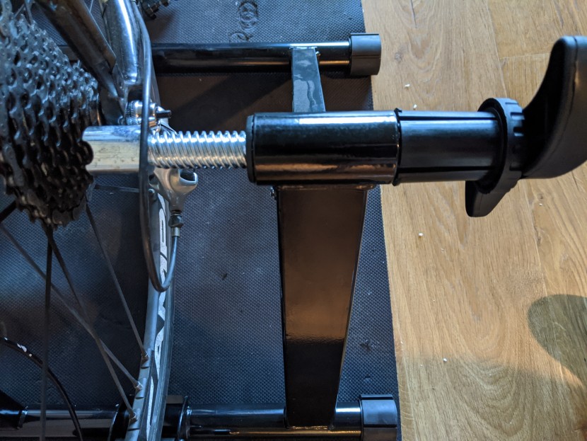 fdw bike trainer - the plastic sleeve on the right failed immediately. it took a lot of...