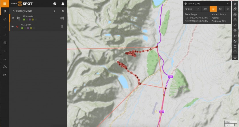 spot gen4 - screenshot of spot's web-accessed, sharable tracking map page. this...