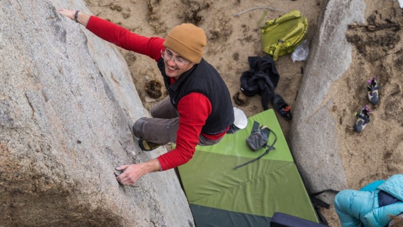 bouldering crash pad - while a smaller pad can seem plenty adequate when down low, it...